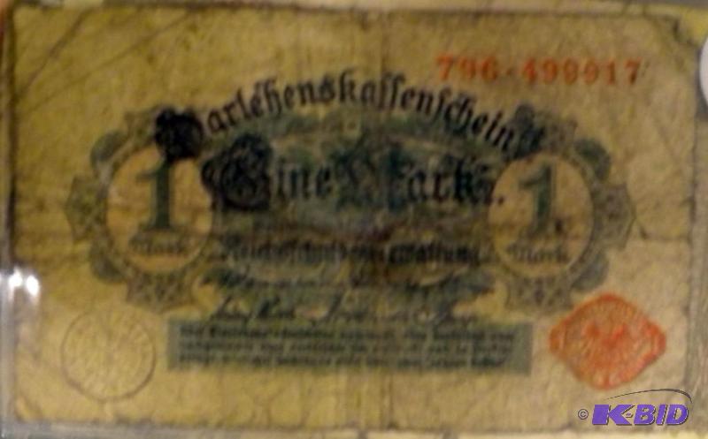 lot 85 image: 1914 GERMAN 1 MARK NOTE...