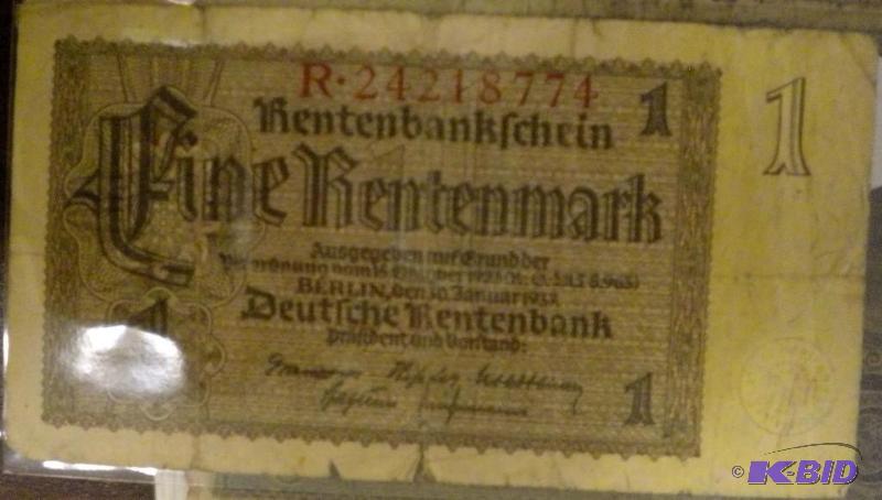 lot 86 image: 1937 GERMAN 1 MARK NOTE...