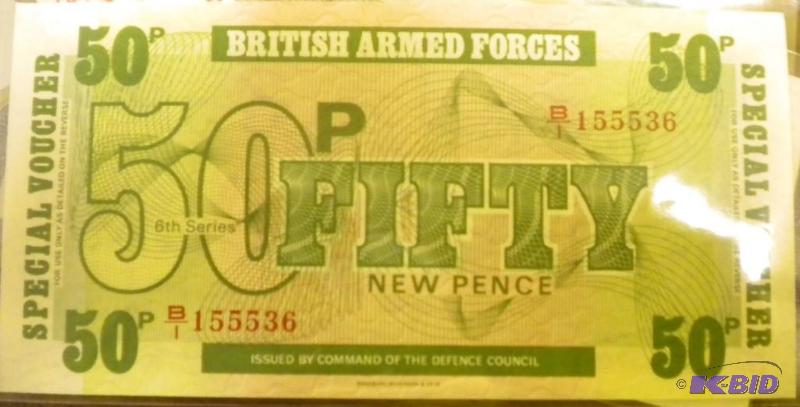 lot 90 image: BRITISH ARMED FORCES THREE (3) NOTE...