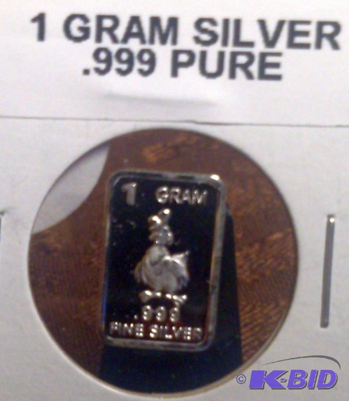 1 GRAM SILVER BAR .999 PURE SILVER...