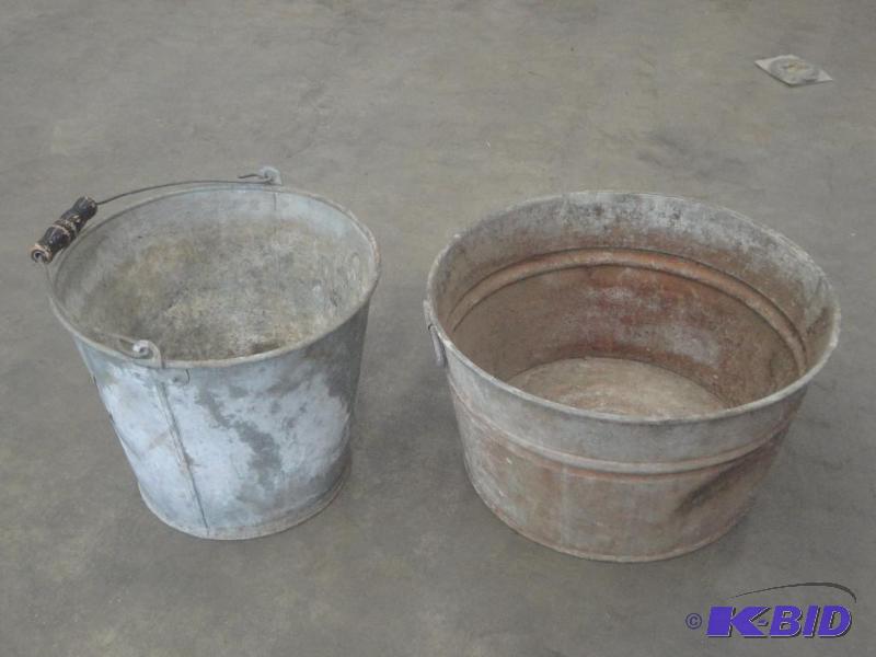 (2) Vintage Galvanized Steel Bucket...