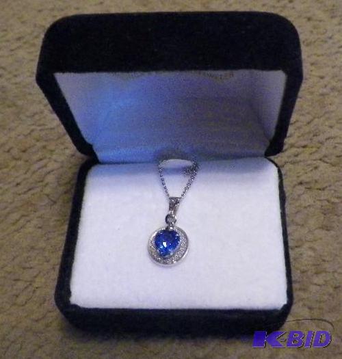 Sterling Silver Necklace with Blue Stone