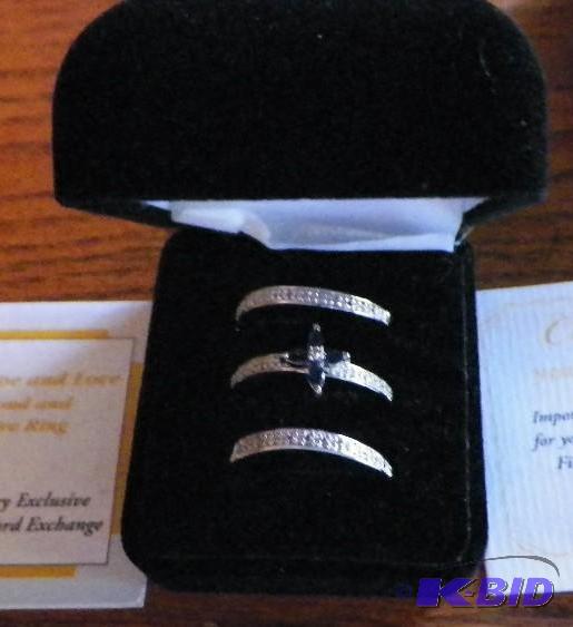 Diamond & Sapphire Sterling Faith Hope & Love Ring Set