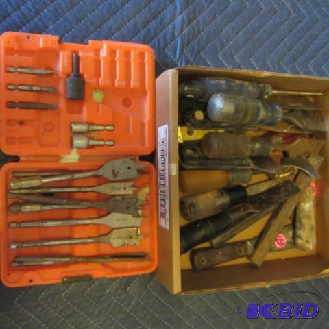 lot 94 image: Chisels, Auger Bits