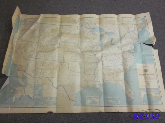 lot 101 image: Vintage United States map with some...