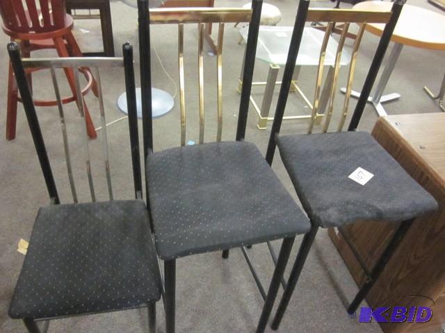 lot 107 image: Lot of (2) metal high back bar stoo...