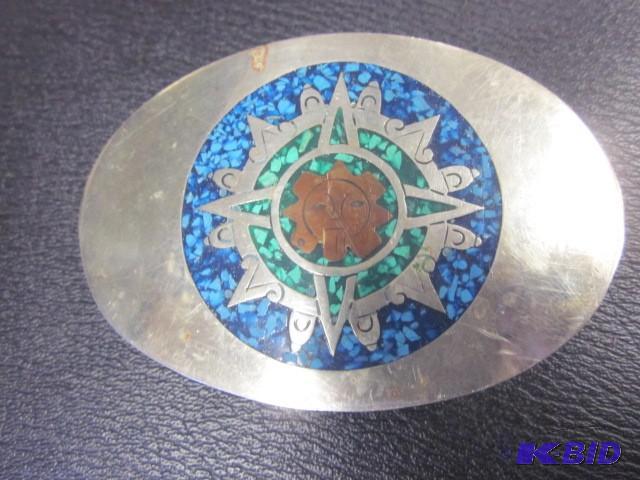 lot 14 image: Made in Mexico metal and turquoise ...