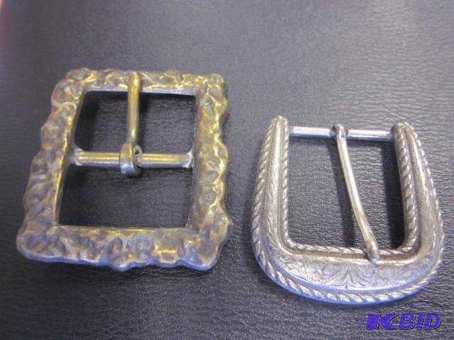 lot 45 image: Pair of metal belt buckles. ...