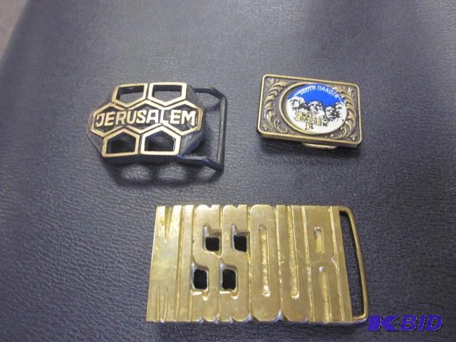 lot 46 image: Lot of (3) belt buckles....