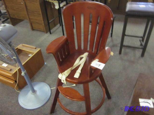 lot 54 image: Solid wood Gracohigh chair with str...