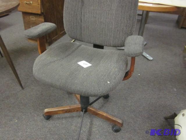 lot 60 image: Mid Century office chair with wood....