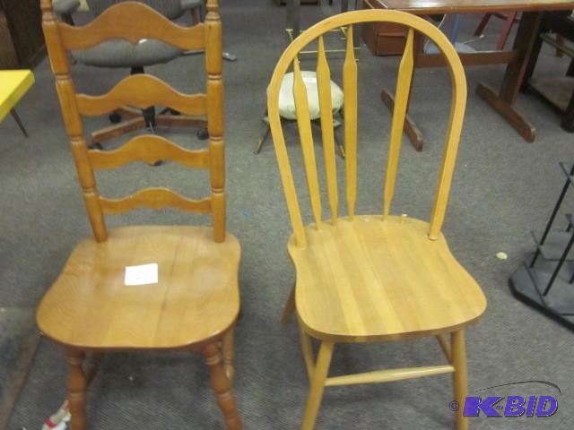 lot 64 image: Pair of wood chairs....
