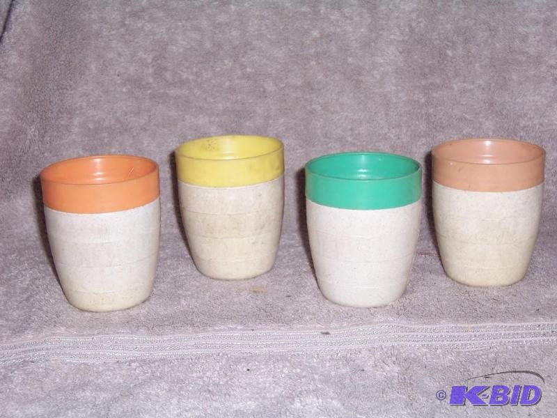set of colored cups