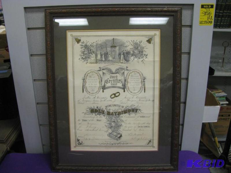 Antique Holy Matrimony marige certi...