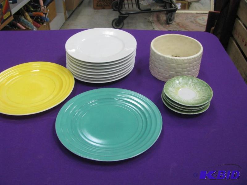 lot of plates and one planter...