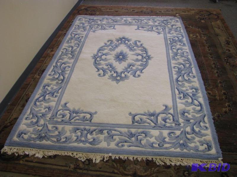 very nice beige and blue sculptured...