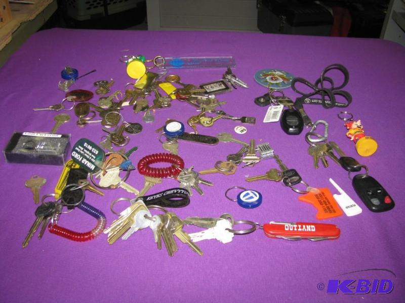 collection of keys and key chains a...