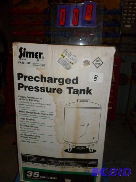 lot 8 image: Simer precharged pressure tank. 35 ...