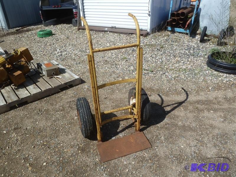 lot 11 image: Steel 2 wheel cart Yellow Pneumati...
