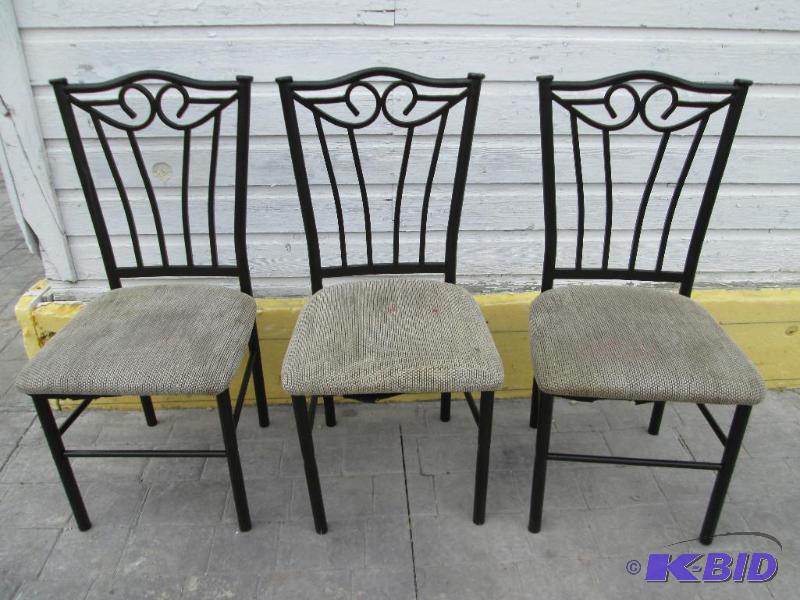 lot 143 image: set of 3 table chairs, black fram w...