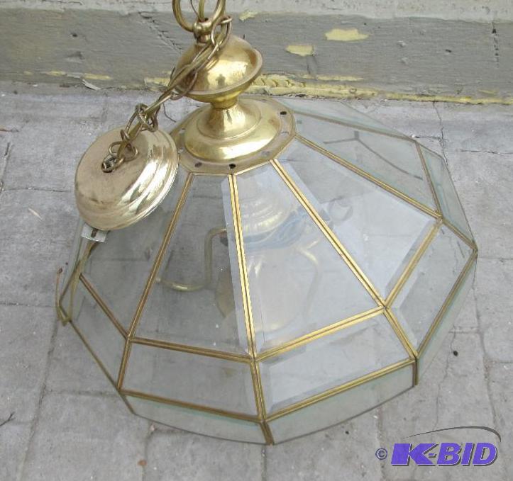 lot 144 image: gold glass chandelier...