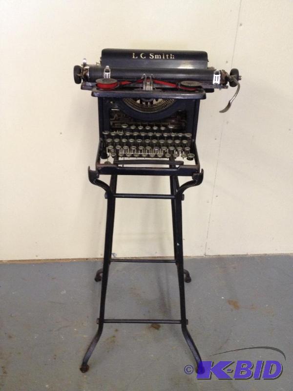 lot 3 image: LC Smith Typewriter with Stand