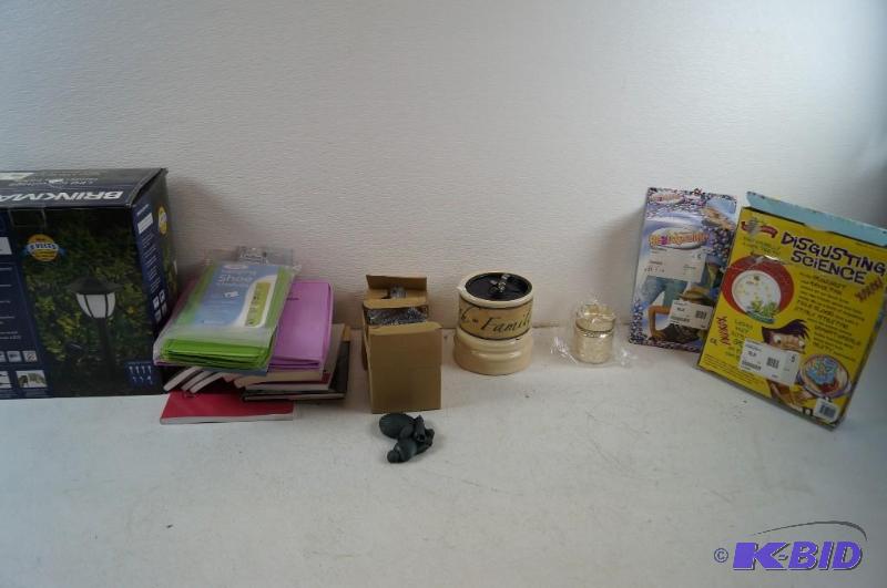 lights, books, jar, and kid games