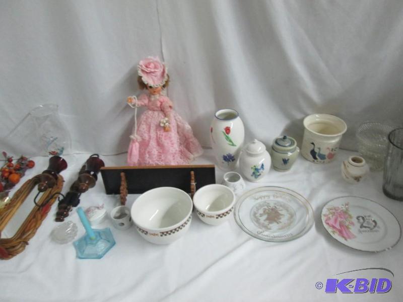 lot 46 image: Mixed lot of Plates, Vases, Doll, and more