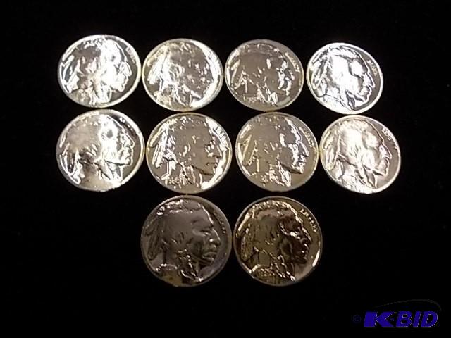 Bag Of 10 Gold Plated Buffalo Nicke...