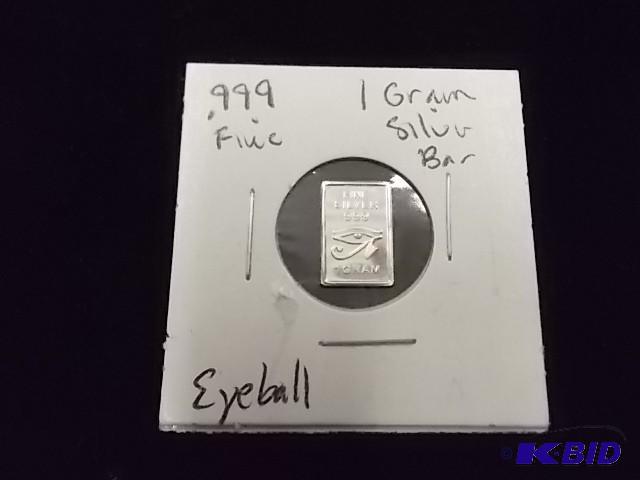 Eye Ball Silver Bar 1 Gram .999 Fin...