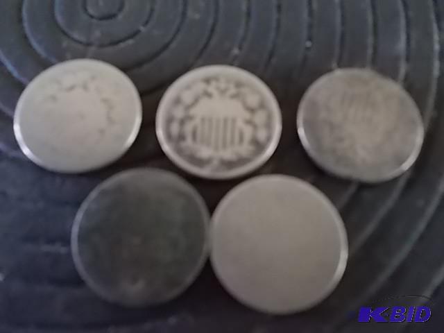 5 Shield Nickels 1-1867, Others Wea...