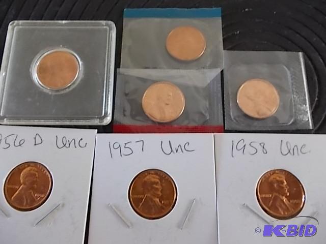 7-Lincoln Cents 1956 To 1976 Unc C...