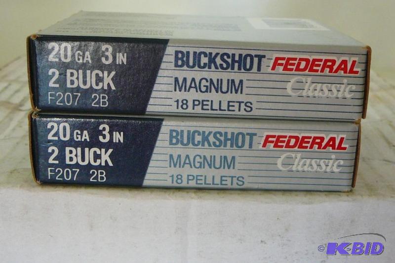 lot 41 image: Federal 20GA 3inch 2 Buck 2boxes Fu...