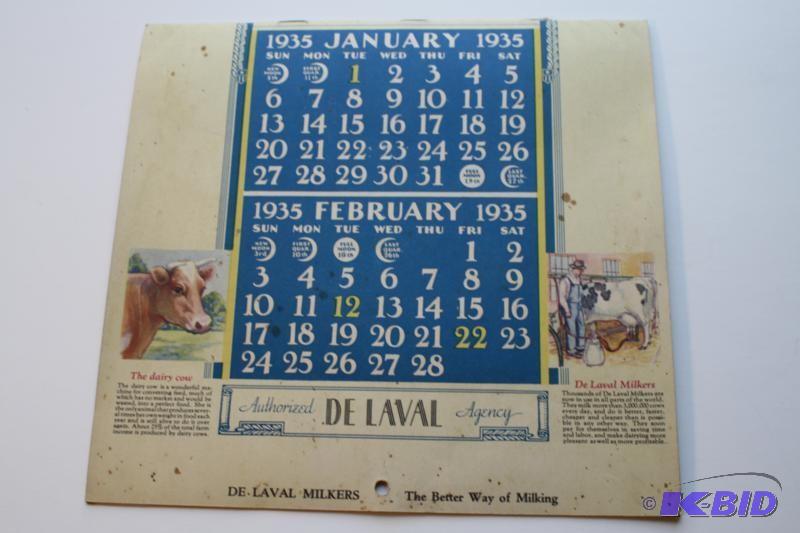 lot 153 image: 1935 De Laval Calendar