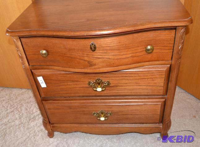 lot 18 image: 3 Drawer Dresser Bow Front