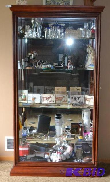 lot 23 image: Tall Solid Wood Display Case, locking