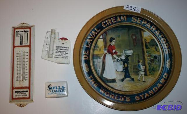 lot 234 image: DeLaval Tin Commemorative Tray, Anniversary Thermometer, Soap