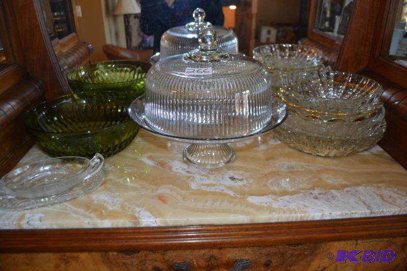 lot 266 image: EAPG Relish, Bowls, Footed Cake with Dome