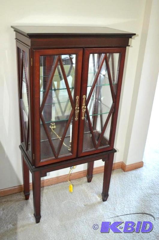 lot 305 image: Highboy Glass Door Curio Cabinet