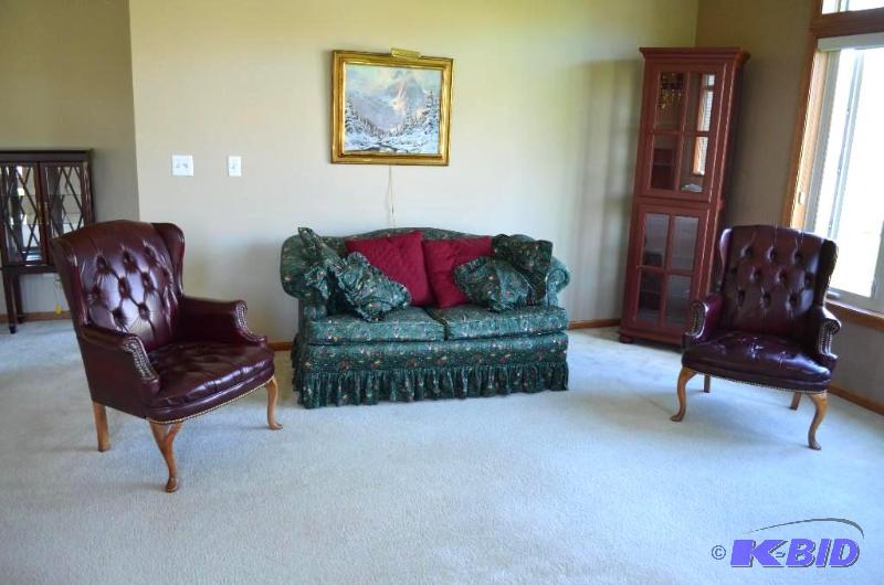 lot 306 image: Wingback Tufted Chairs with Classic Upholstered Loveseat