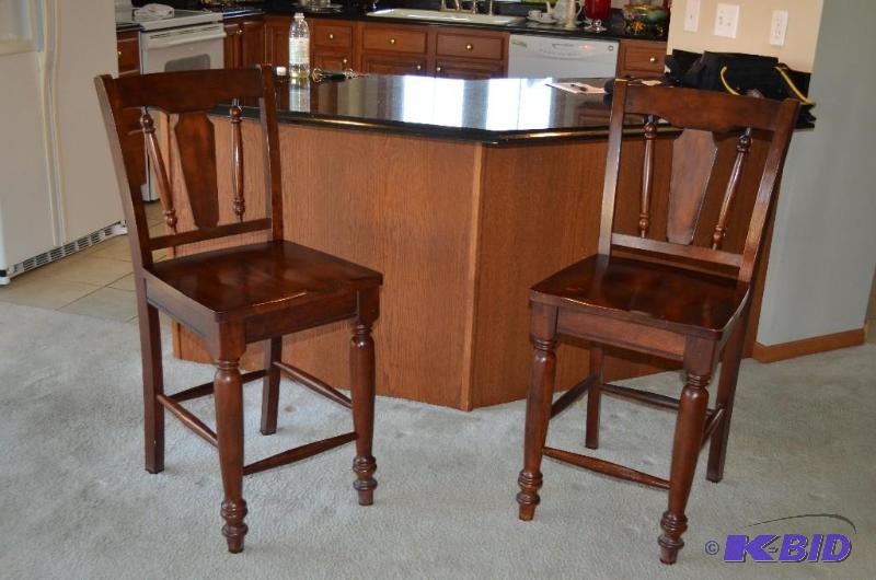 lot 308 image: Solid Wood Counter Chairs Round Leg