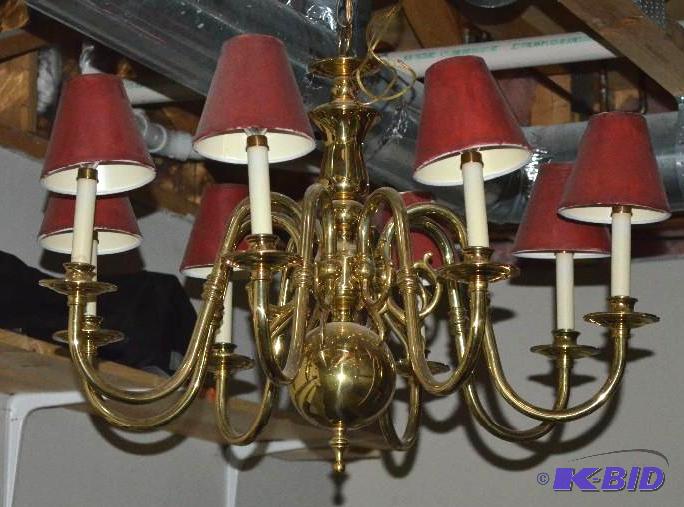 lot 326 image: Brass Chandelier with Shades
