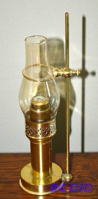 lot 327 image: Brass Hurricane Globe Table Oil Lamp, Paper Shredder
