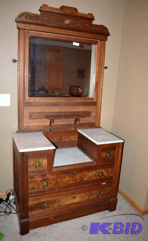 lot 39 image: East Lake Antique Dresser with Marble Top