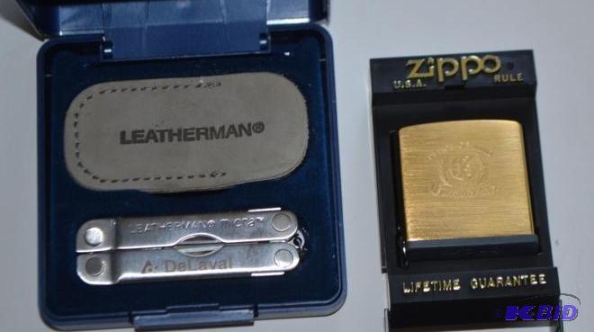 lot 46 image: Collector DeLaval Knife and Zippo tape