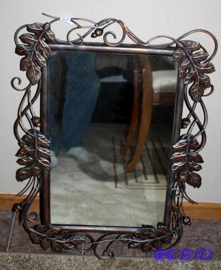 lot 65 image: Wall Mirror Art Deco Metal Frame