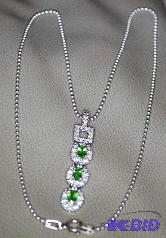 lot 8 image: Tsavorite Garnet with Diamond Sterling Necklace