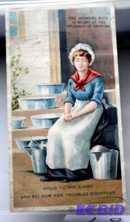 lot 87 image: RARE De Laval Trade Card Hold to Light