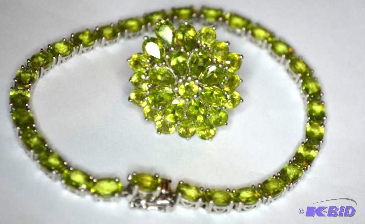 lot 8C image: Sterling Ring and Peridot Bracelet