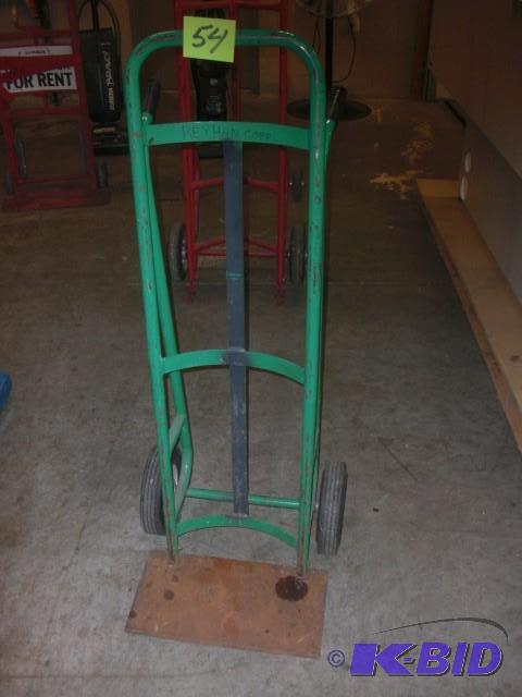lot 54 image: 2 wheel metal cart. Solid wheels...